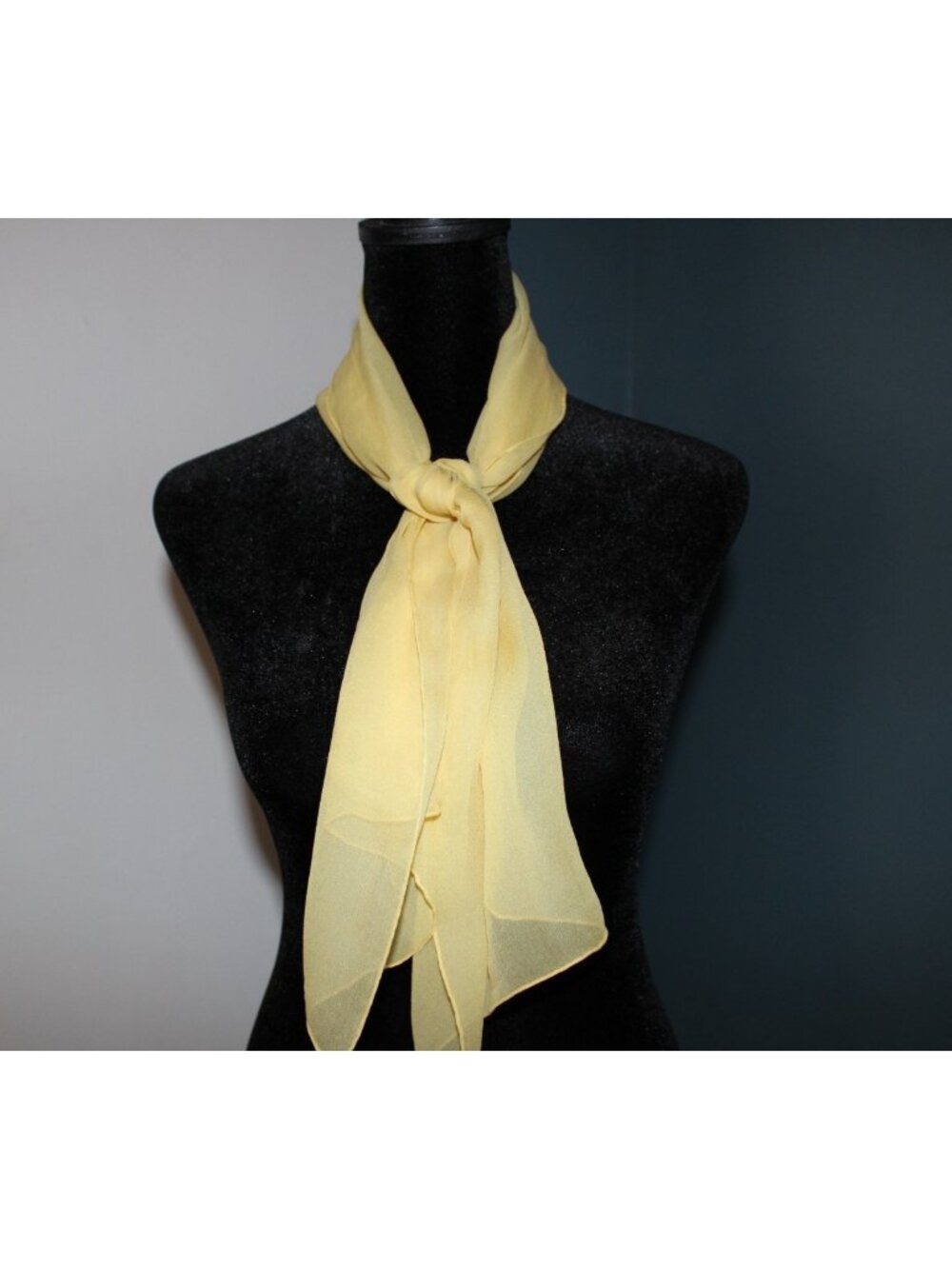 Vintage Vera Neumann Scarf All Silk Chiffon Bright Yellow Sheer Rectangle Hair